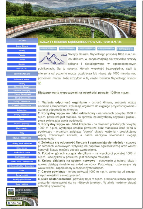 Szczyty Beskidu Sądeckiego powyżej 1000 m.n.p.m