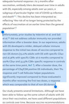 Effect of a SARS-CoV-2 booster vaccine dose on the immune response of adults with Down syndrome - Journal of Infection